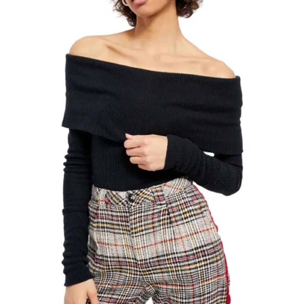 Free People XL - GRAY Off-Shoulder Smocked Back
